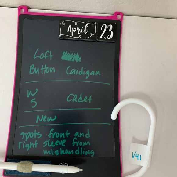 Loft Ann Taylor Cardigan Womens S Small Cadet Blue Cotton Big Button Ribbed Trim - Picture 13 of 14